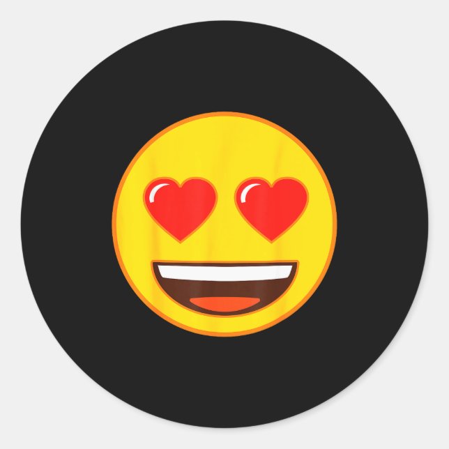 Pegatina Redonda Emoji Heart Eyes Yellow Smile Face  (Anverso)