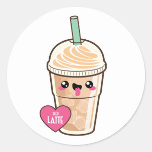 Pegatina Redonda Emoji Iced Latte