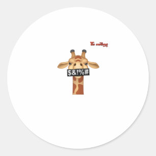 Pegatina Redonda emoji insultando la ira de la jirafa