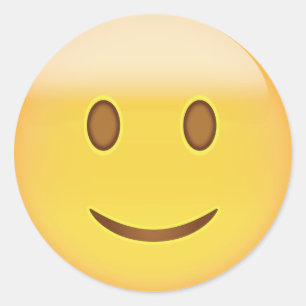 Pegatina Redonda Emoji levemente sonriente de la cara