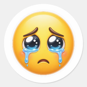 Pegatina Redonda Emoji Llorando Triste Estética Suave