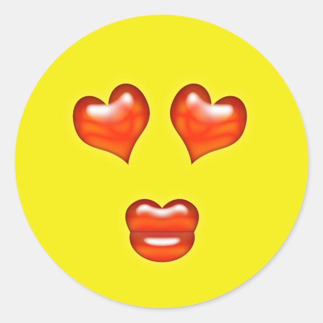 Pegatina Redonda Emoji Love Kiss (Anverso)
