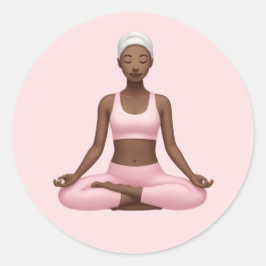 Pegatina Redonda Emoji meditadora de mujeres - Arte pacífico de la