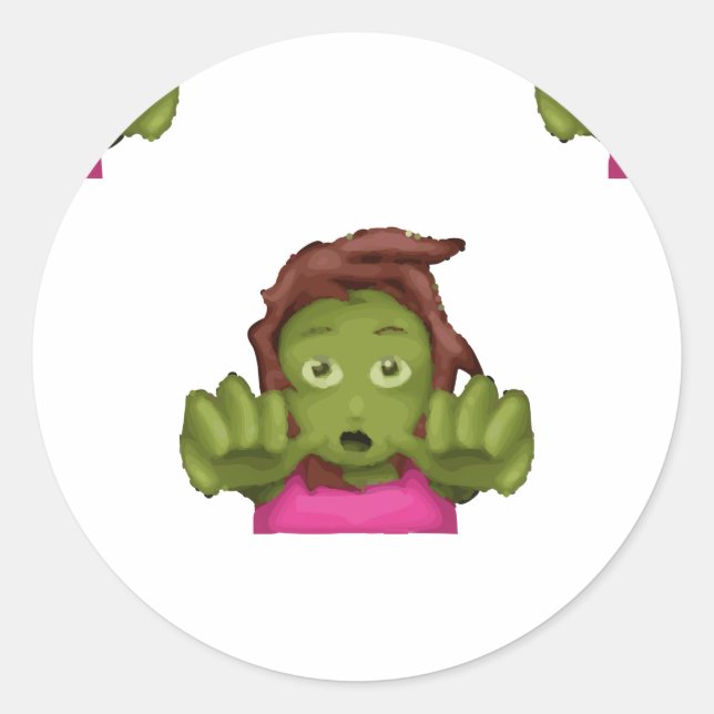Pegatina Redonda emoji mujer zombie (Anverso)