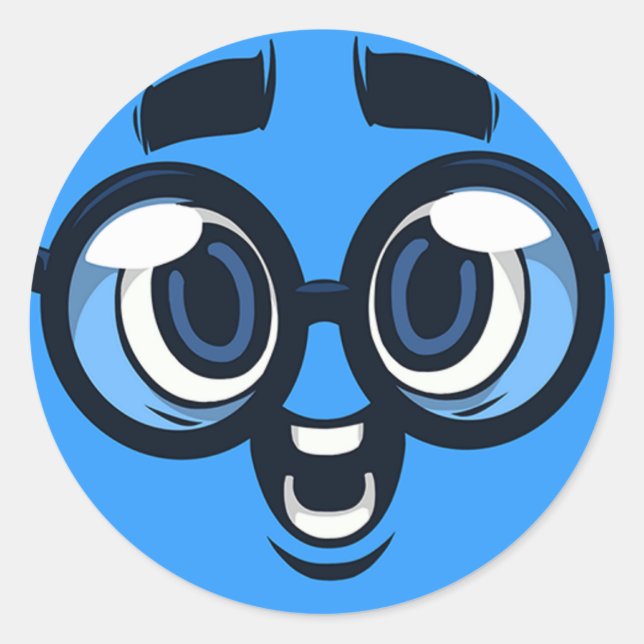Pegatina Redonda Emoji Nerd (Anverso)