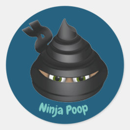 Pegatina Redonda Emoji Ninja Poop