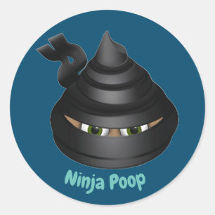 Pegatina Redonda Emoji Ninja Poop