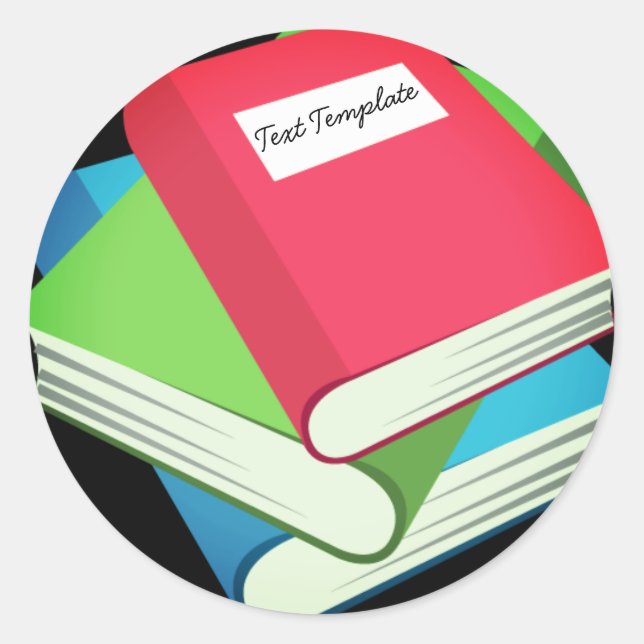 Pegatina Redonda Emoji personalizado Pile De Libros (Anverso)