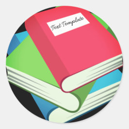 Pegatina Redonda Emoji personalizado Pile De Libros