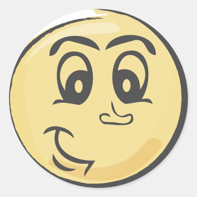 Pegatina Redonda Emoji retro sonriente (Anverso)