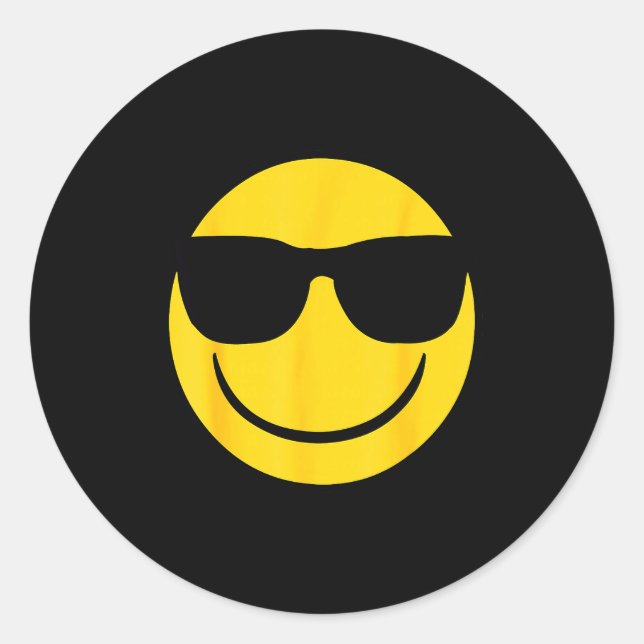Pegatina Redonda Emoji Retro Sungles Yellow Smile Face  (Anverso)