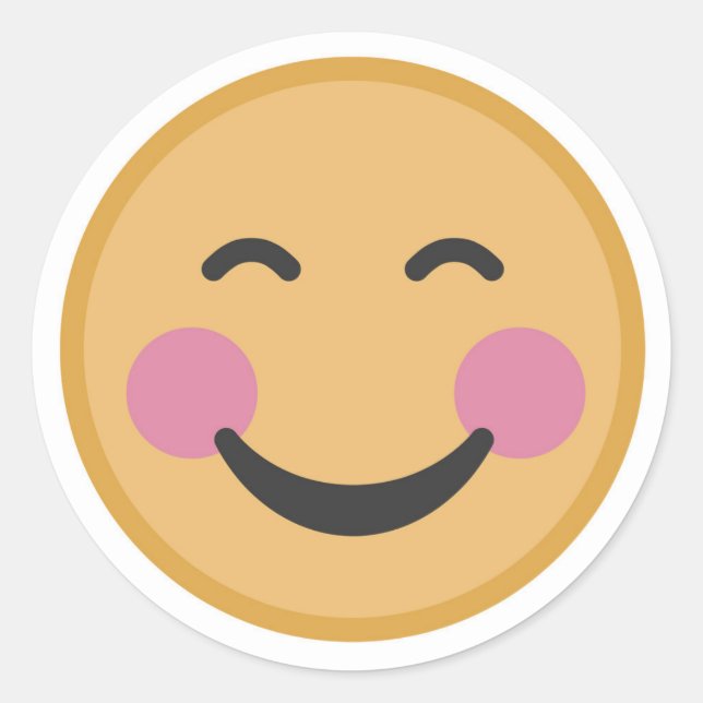 Pegatina Redonda Emoji sonriente Cara de rubefacción (Anverso)