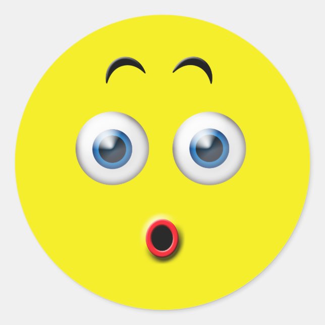 Pegatina Redonda Emoji sorprendida (Anverso)