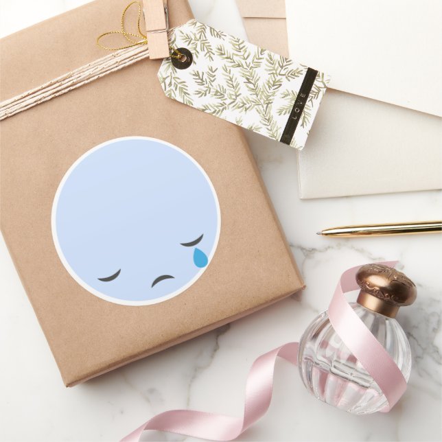 Pegatina Redonda Emoji Triste (Regalar)