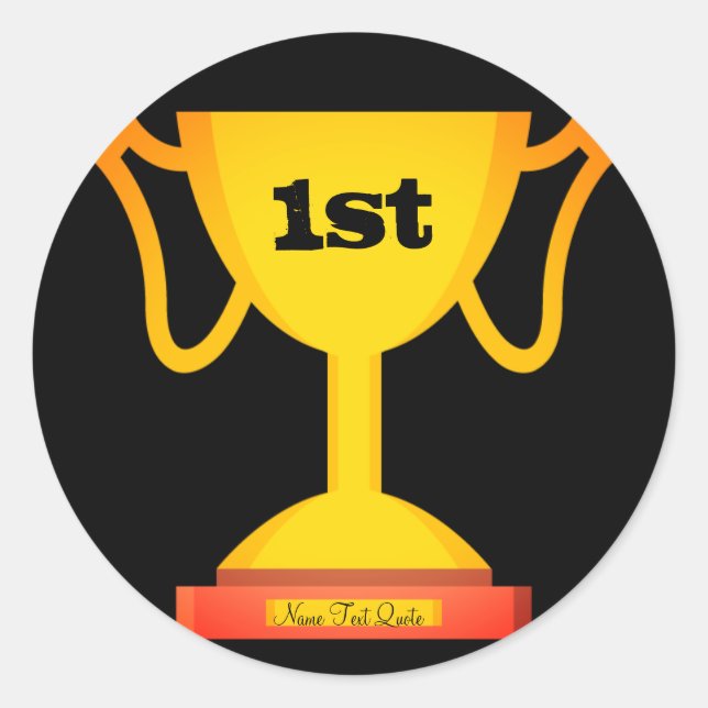 Pegatina Redonda Emoji trofeo de texto de plantilla (Anverso)