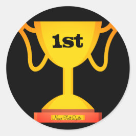 Pegatina Redonda Emoji trofeo de texto de plantilla