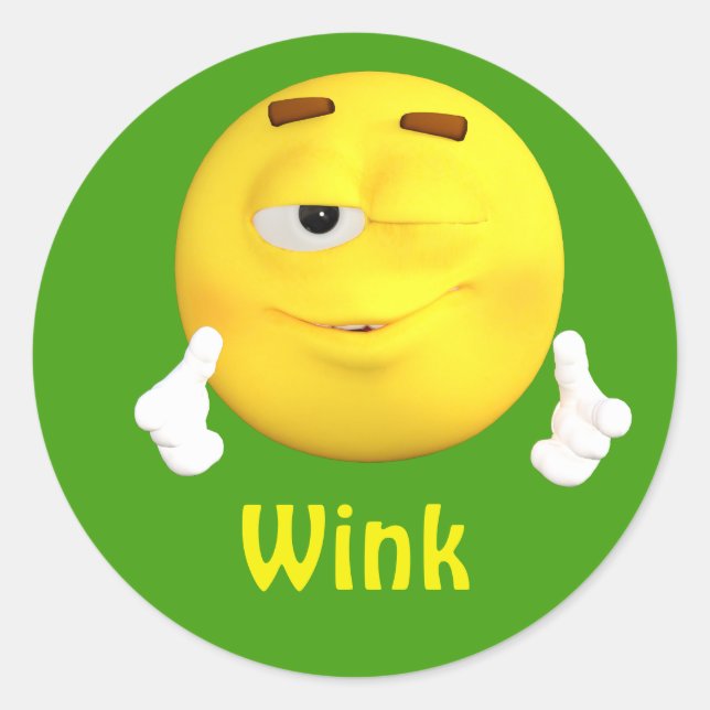 Pegatina Redonda Emoji Wink Emoticon Personalizado Face (Anverso)