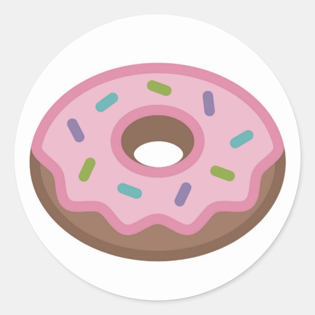 Pegatina Redonda Emoji Yummy Sprinkle Donut (Anverso)