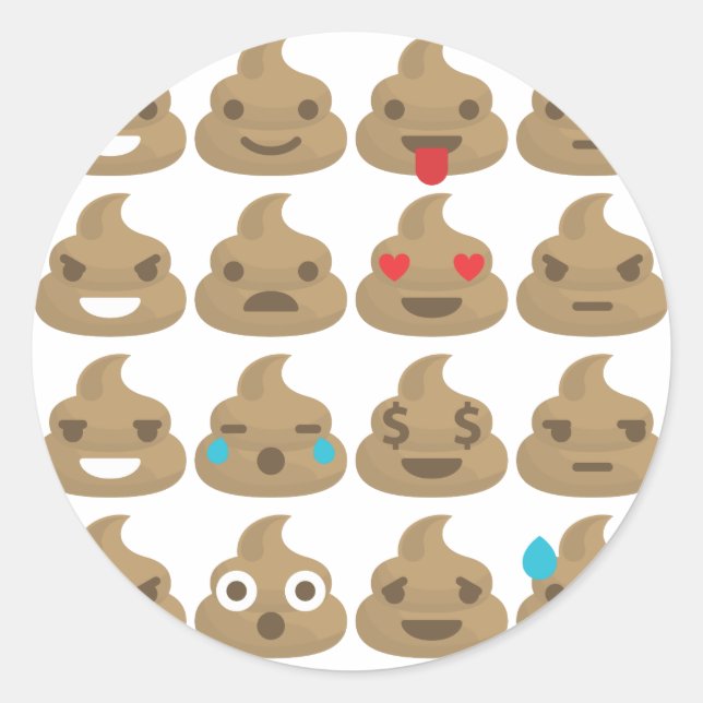 Pegatina Redonda emojis de poop (Anverso)