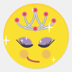 Pegatina Redonda Emoticon de Princesa Espárrica
