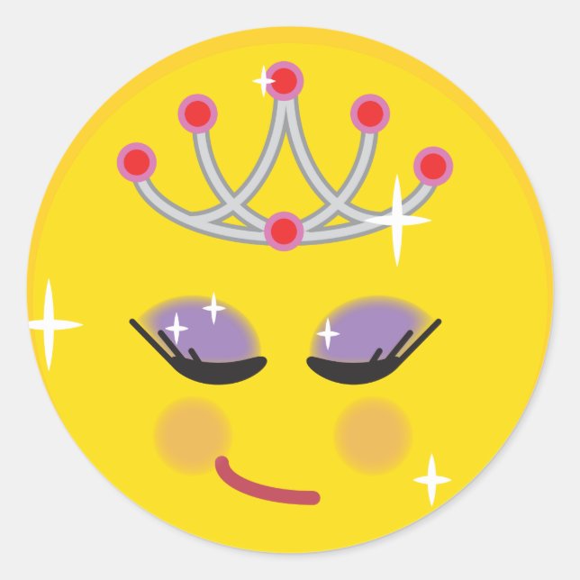 Pegatina Redonda Emoticon de Princesa Espárrica (Anverso)
