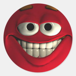 Pegatina Redonda Emoticon Red