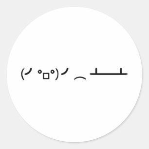 Pegatina Redonda Emoticono Ascii de giro de tabla