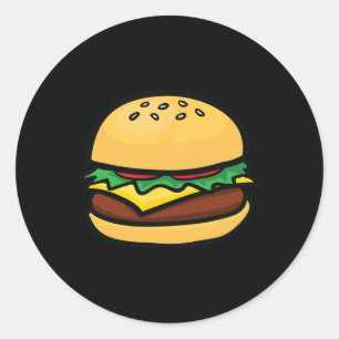 Pegatina Redonda Emoticono de hamburguesa con queso Hamburguesa con