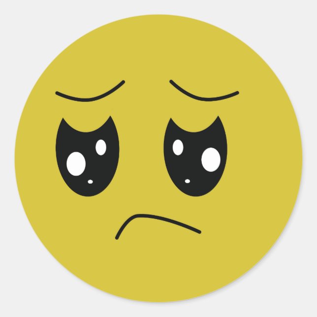 Pegatina Redonda emoticono infeliz (Anverso)