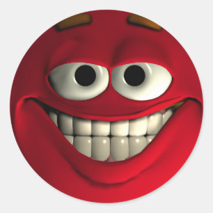 Pegatina Redonda Emoticono Rojo