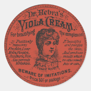 Pegatina Redonda Empaquetado de crema de color rojo vintage