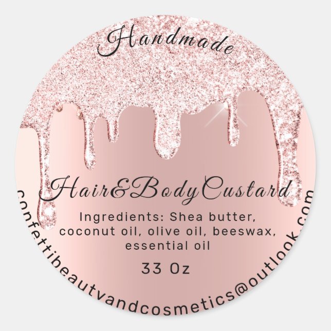 Pegatina Redonda Empaquetado de mantequilla corporal Rosa Dris Cosm (Anverso)