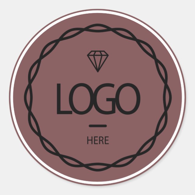 Pegatina Redonda Empaquetado de marcos marrones con logotipo de Per (Anverso)