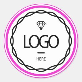 Pegatina Redonda Empaquetado de marcos rosados con logotipo de Pers