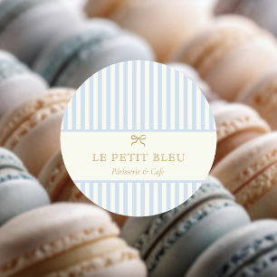 Pegatina Redonda Empaquetado de Panadería French Blue Pastelería