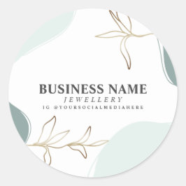 Pegatina Redonda Empaquetado de productos Mint & Moss para empresas