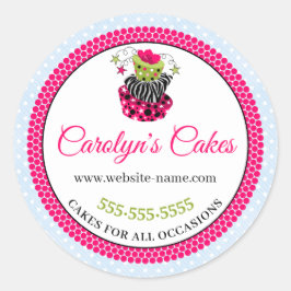 Pegatina Redonda Empaquetamiento de caja de pastelería caprichosa