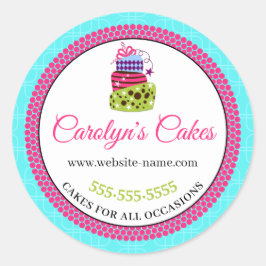 Pegatina Redonda Empaquetamiento de caja de pastelería caprichosa