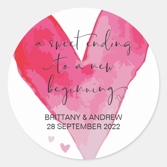 Pegatina Redonda Empieza la mordaza favorita de la boda jam jar dul (Anverso)