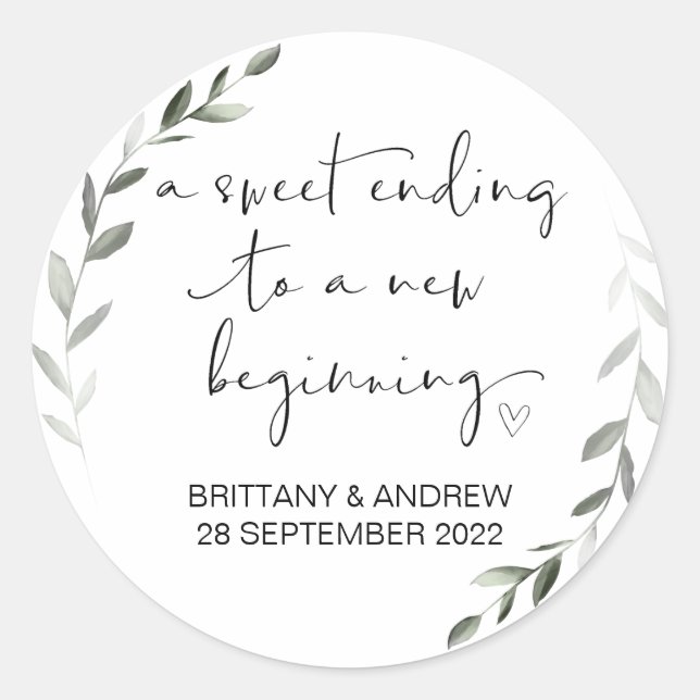 Pegatina Redonda Empieza la mordaza favorita de la boda jam jar dul (Anverso)