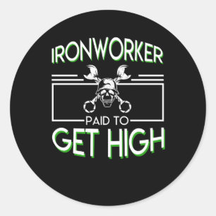 Pegatina Redonda Empleado De Irontrabajador Pagado Para Obtener Iro