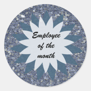 Pegatina Redonda Empleado del mes Reconocimiento Mosaico Azul