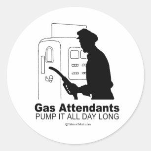 Pegatina Redonda Empleados de gasolineras