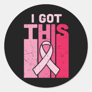 Pegatina Redonda Empoderando a esta superviviente de cáncer de mama