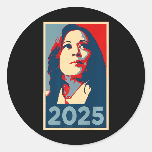 Pegatina Redonda Empoderar la inauguración de 2025 de Kamala Harris (Anverso)