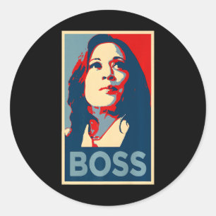 Pegatina Redonda Empower Boss Kamala Harris Poster de Esperanza 47 