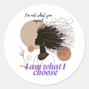Pegatina Redonda Empowered Woman Boho Art – I Am What I Choose