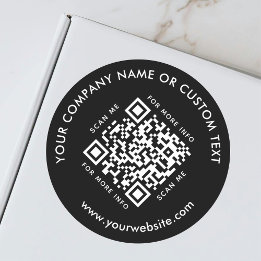 Pegatina Redonda Empresa comercial de código QR escaneable de negro