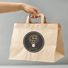 Pegatina Redonda Empresa de negocios Gracias Gold | Añadir LOGO