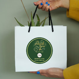 Pegatina Redonda Empresa de negocios Gracias Gold | Añadir LOGO